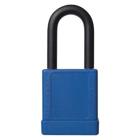 Lockout Padlock, Keyed Alike, Aluminum, Blue, 1 1/2 in Shackle Height, 1 9/16 in Body Width, 3 PK