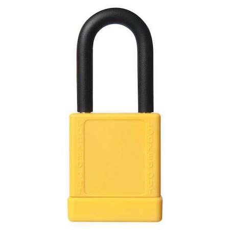 Lockout Padlock, Keyed Different, Aluminum, Yellow, 1 1/2 in Shackle Height, 1 9/16 in Body Width