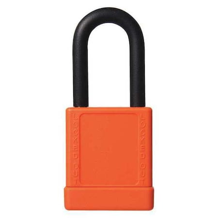 Lockout Padlock, Keyed Alike, Aluminum, Orange, 1 1/2 in Shackle Height, 1 5/16 in Body Width, 3 PK