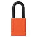 Lockout Padlock, Keyed Alike, Aluminum, Orange, 1 1/2 in Shackle Height, 1 5/16 in Body Width, 6 PK