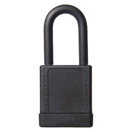 Lockout Padlock, Keyed Different, Aluminum, Black, 1 1/2 in Shackle Height, 1 9/16 in Body Width