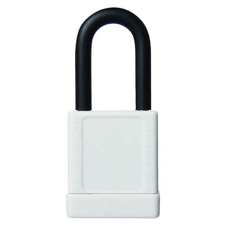 Lockout Padlock, Keyed Different, Aluminum, White, 1 1/2 in Shackle Height, 1 9/16 in Body Width