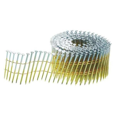 Collated Siding Nail, 2-1/4 in L, 13 ga, Electro Galvanized, Flat Head, 15 Degrees, 3600 PK