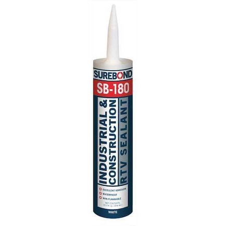 Acetoxy Cure Silicone Sealant, 10.3 oz, White, Temp Range -62 to 350 Degrees F