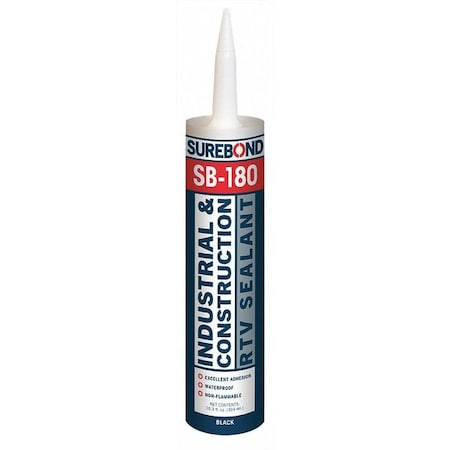 Acetoxy Cure Silicone Sealant, 10.3 oz, Black, Temp Range -62 to 350 Degrees F