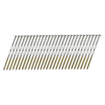 Collated Framing Nail, 3 in L, 11 ga, Bright, Flat Head, 15 Degrees, 4000 PK