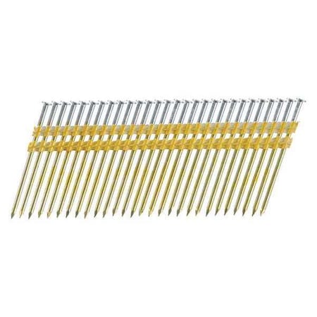 Collated Framing Nail, 3-1/4 in L, 10.3 ga, Hot Dipped Galvanized, Flat Head, 20 Degrees, 2500 PK
