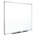 Dry Erase Board, Melamine, 36 in, 48 in, Aluminum Frame, White, Gloss