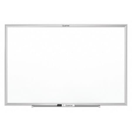 Dry Erase Board, Steel, 36 in, 48 in, Aluminum Frame, White, Gloss
