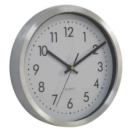 Quartz Clock, 10 in. H, Silver