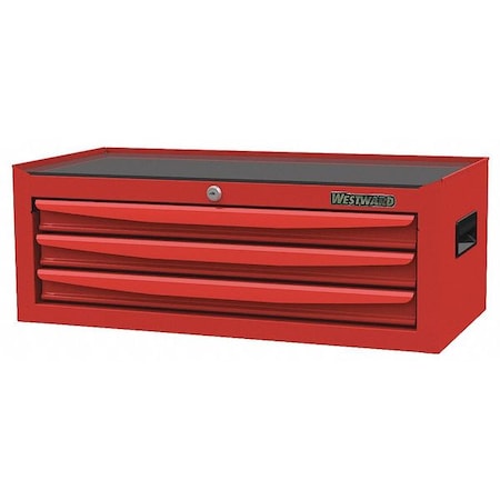 WESTWARD Intermediate Chest, 3-Drawers, Powder Coated Red, 26.5" W x 12.5" in D x 9.5" H