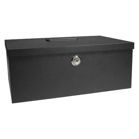 CashBox,Black,Steel,3-3/8inH,7-3/4inW