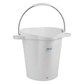 5 1/4 gal Round Bucket, 15 in H, 14 1/8 in Dia, White, Polypropylene/Stainless Steel