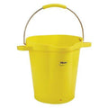 5 1/4 gal Round Bucket, 15 in H, 14 1/8 in Dia, Yellow, Polypropylene/Stainless Steel