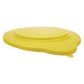 Round Pail Lid, 14 39/64 in Dia, Yellow, Polypropylene