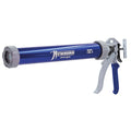 Caulk Gun, 24 oz Container Size, Aluminum, 18:01, Full Barrel Frame, Blue