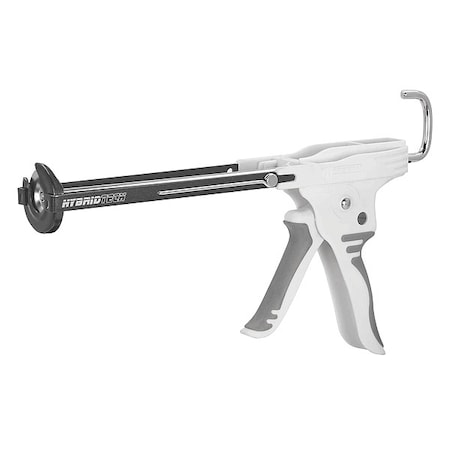 Caulk Gun, 10 oz Container Size, Steel, 6:01, Skeleton Frame, Black/Gray/White