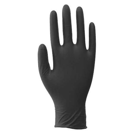 Disposable Gloves, 3.00 to 3.99 mil Palm, Nitrile, Powder-Free, S (7), 100 PK, Black