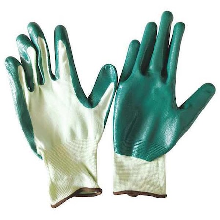 Coated Gloves, Nitrile, Smooth, Palm, 3 Abrasion Level, Green, S (7) 1 PR