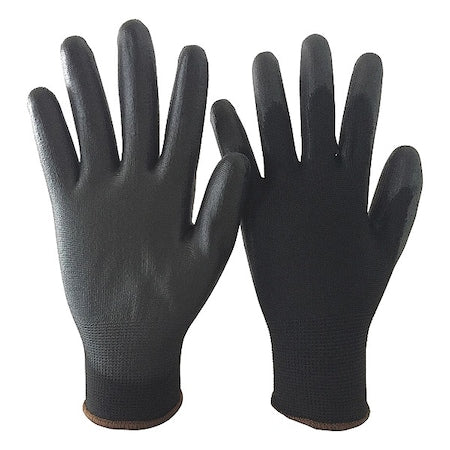 Coated Gloves, Polyurethane, Smooth, Palm, 3 Abrasion Level, Black, 2XL (11) 1 PR