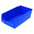 Shelf Storage Bin, Plastic, Blue, 4 in H, 6 5/8 in W, 11 5/8 in L