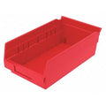 Shelf Storage Bin, Plastic, Red, 4 in H, 6 5/8 in W, 11 5/8 in L