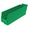 Shelf Storage Bin, Plastic, Green, 4 in H, 2 3/4 in W, 11 5/8 in L
