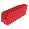 Shelf Storage Bin, Plastic, Red, 4 in H, 2 3/4 in W, 11 5/8 in L