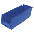 Shelf Storage Bin, Plastic, Blue, 4 in H, 4 1/8 in W, 11 5/8 in L