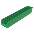 Shelf Storage Bin, Plastic, Green, 4 in H, 4 1/8 in W, 23 5/8 in L