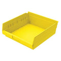 Shelf Storage Bin, Plastic, Yellow, 4 in H, 11 1/8 in W, 11 5/8 in L