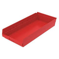 Shelf Storage Bin, Plastic, Red, 4 in H, 11 1/8 in W, 23 5/8 in L