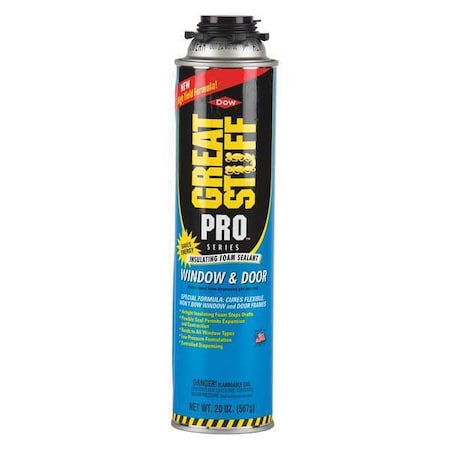 Spray Foam Sealant, 20 oz, Aerosol Can, Yellow, Pro