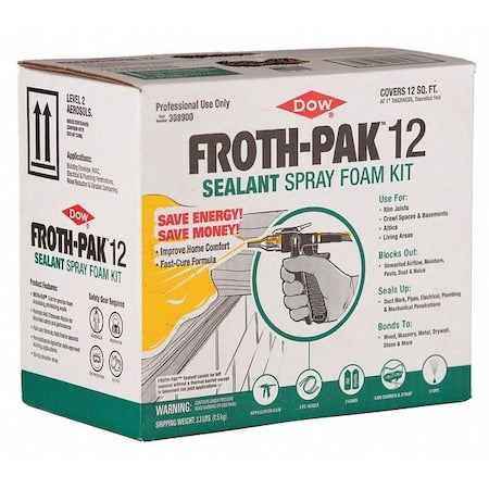 Spray Foam Sealant Kit, 3 lb, Two Cylinders, Cream, Polyurethane Base, 12