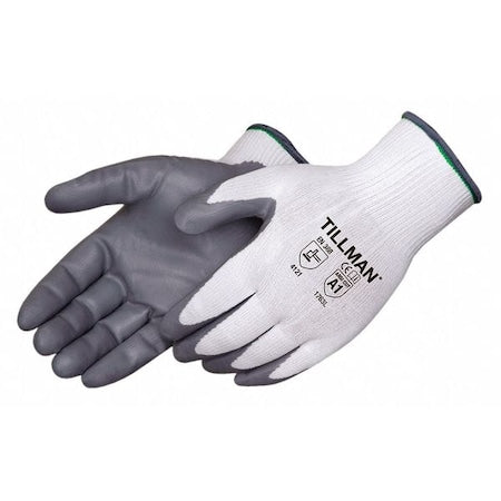 Coated Gloves, Foam Nitrile, Palm, Not Rated Abrasion Level, White/Gray, S 1 PR