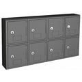 Cell Phone Locker, 24 in W, 4 in D, 13 1/2 in H, (2) Tier, (4) Wide, Gray/Black