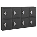 Cell Phone Locker, 24 in W, 4 in D, 13 1/2 in H, (2) Tier, (4) Wide, Black