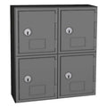 Cell Phone Locker, 12 in W, 4 in D, 13 1/2 in H, (2) Tier, (2) Wide, Gray/Black