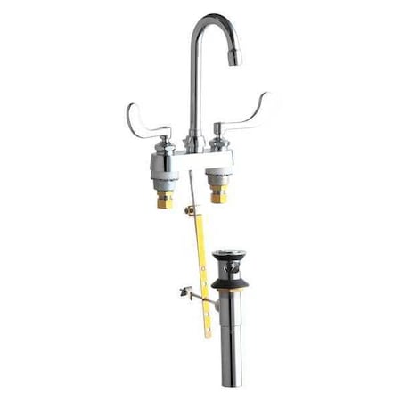Manual Gooseneck Kitchen/Bathroom Faucet, 4" Mount, Polished Chrome 3 Hole