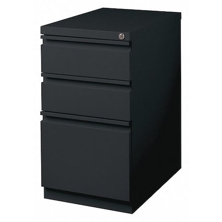 15" W 3 Drawer Desk Pedestal, Black, Letter