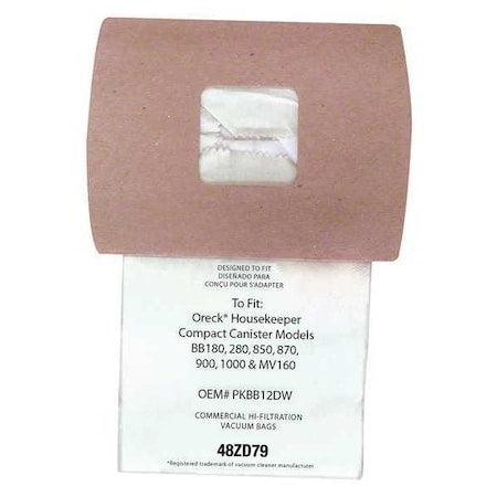 Vacuum Bag, 2-ply, Paper Bag, 12 PK