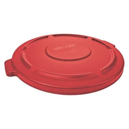 Brute Trash Can Lid, Round, 20 gal Capacity, Resin, Red