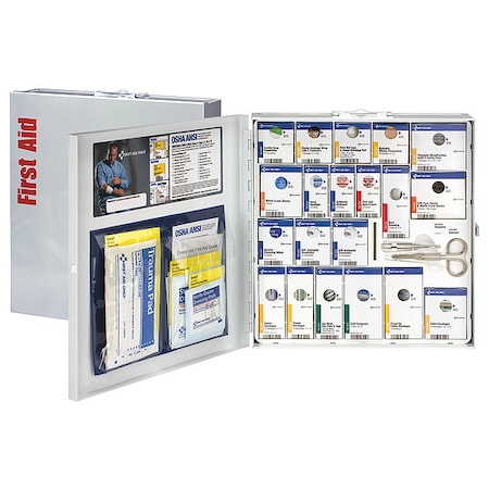 First Aid Kit and Housing, Metal Cabinet, 203 Components, 100 People Served