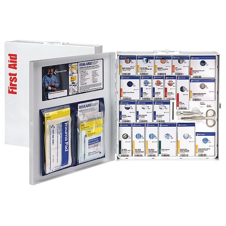 First Aid Kit and Housing, Metal Cabinet, 261 Components, 100 People Served