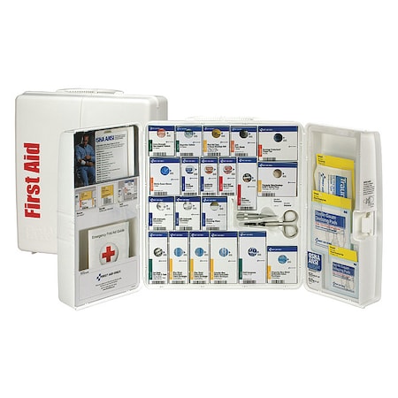 First Aid Kit and Housing, Plastic Cabinet, 290 Components, 100 People Served