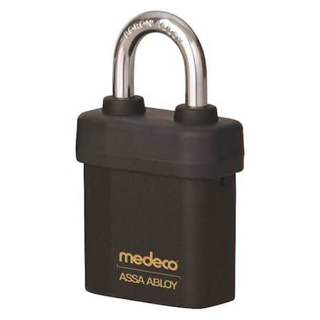 Padlock, Keyed Different, Partially Hidden Shackle, Square Brass Body, Boron Shackle, 5/16 in W