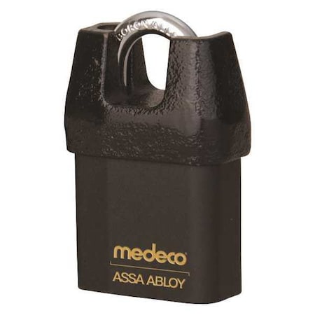 Padlock, Keyed Different, Partially Hidden Shackle, Square Brass Body, Boron Shackle, 5/16 in W