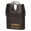 Padlock, Keyed Different, Partially Hidden Shackle, Square Brass Body, Boron Shackle, 7/16 in W
