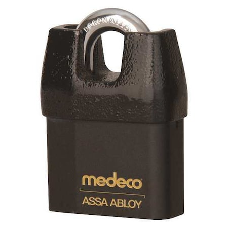 Padlock, Keyed Different, Partially Hidden Shackle, Square Brass Body, Boron Shackle, 7/16 in W