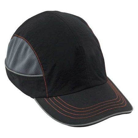 Bump Cap, Long Brim Baseball, ABS, Hook-and-Loop Suspension, Black, Fits Hat Size One Size Fits Most